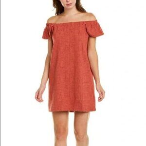Madewell Eloise Off Shoulder Mini Dress In Rust Orange- Women's Size Small